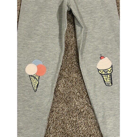 Tailor Vintage Girls Leggings Size 10 Gray Heather Ice Cream Cone Appliqué - Picture 3 of 5